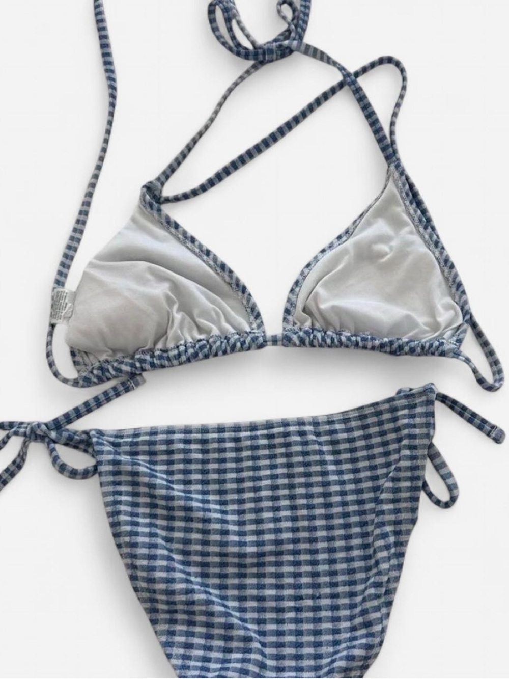 Blue and white gingham bikini set - Picture 2 of 4